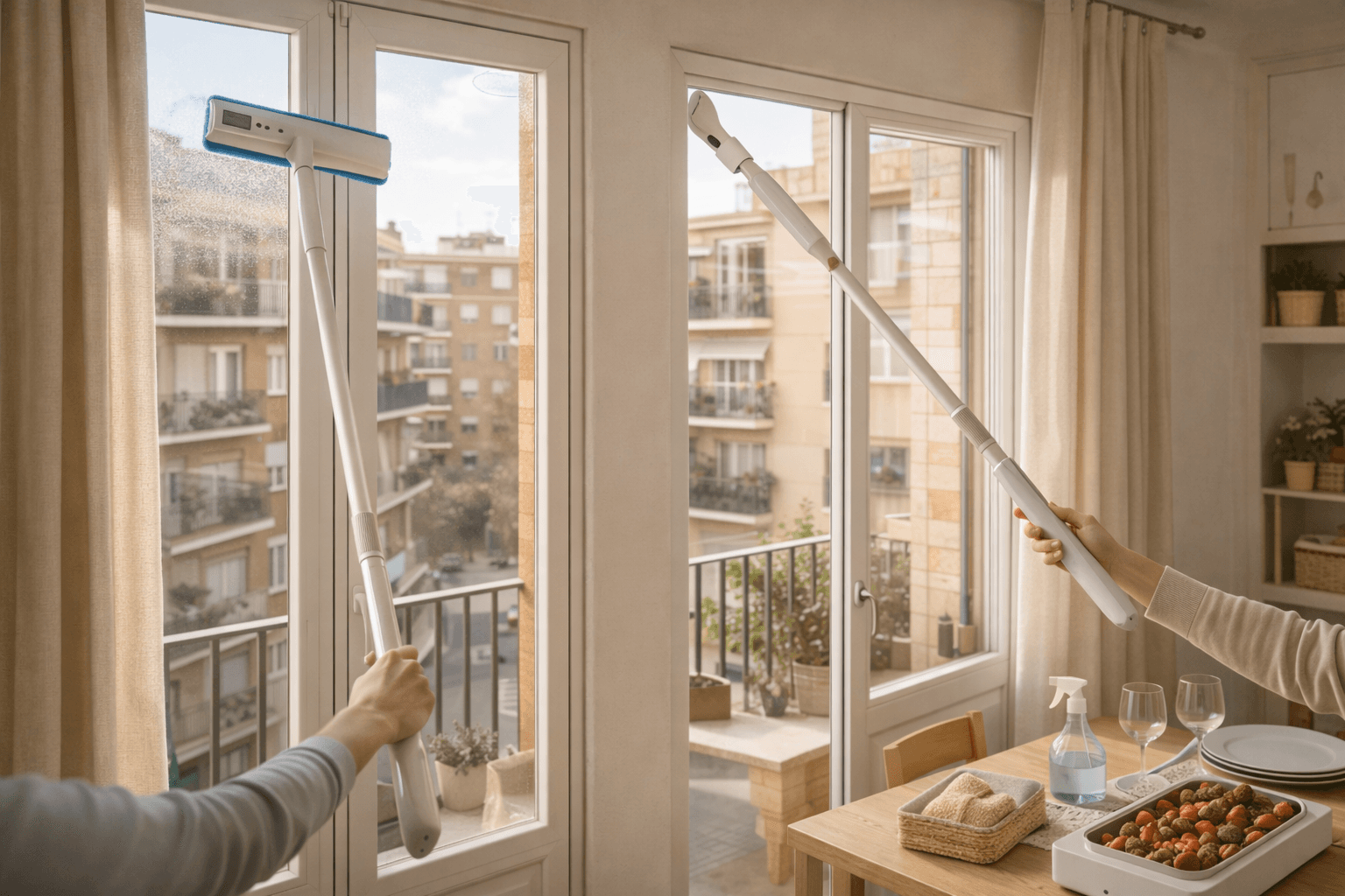 Objetos para limpiar cristales altos: guía práctica para hogares sin escalera