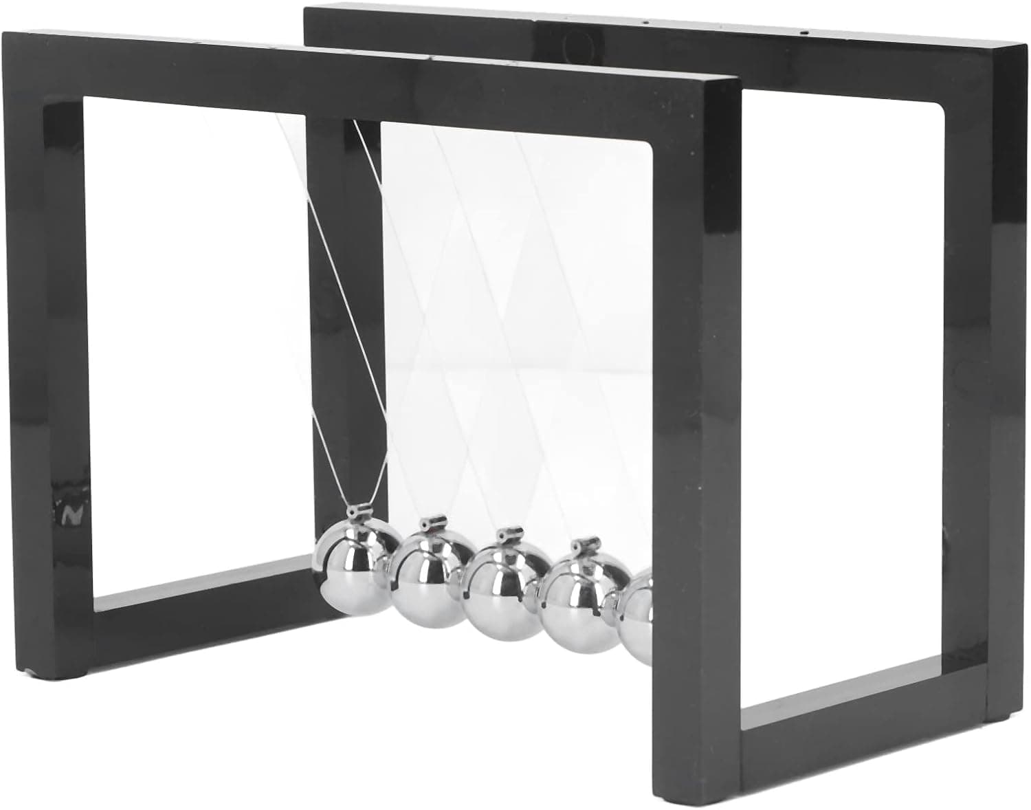 Wakects Swing Péndulo Newton,Toy Physics Science Newton Cradle Balance Balls with 5 Iron Balls,Aliviar el estrés corporal, 16 X 11,5 X 8,5 Cm,Acrílico Blanco/Negro
