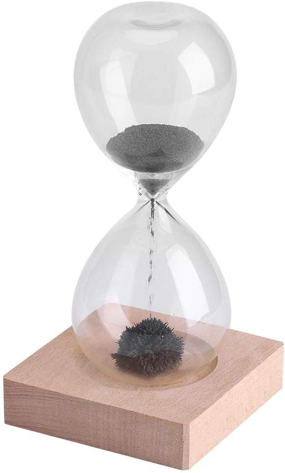 Reloj de arena magnético con limaduras de hierro