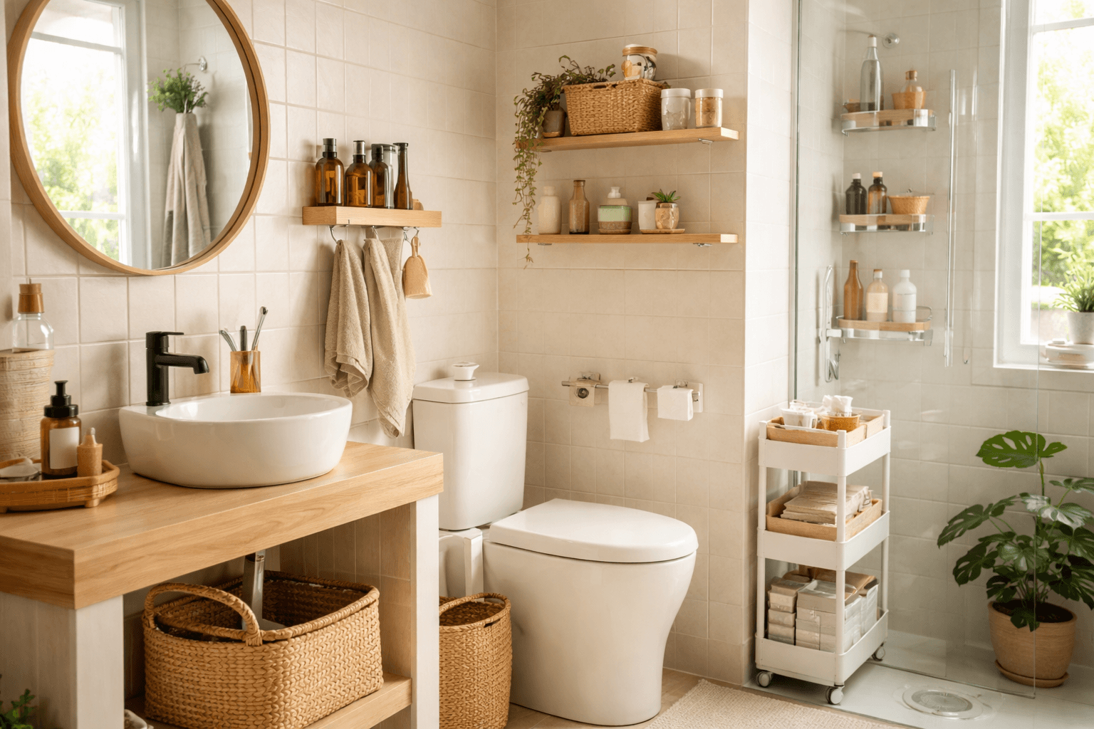 Objetos para organizar un baño pequeño: orden real sin ocupar más