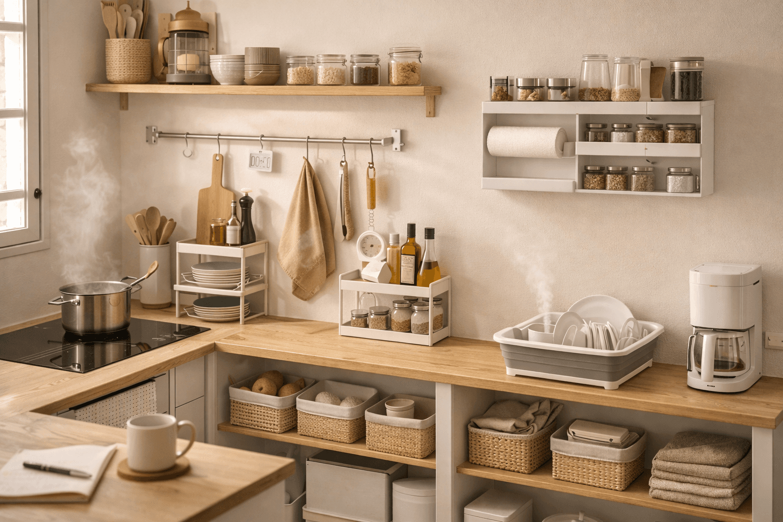 Objetos para cocinas sin cajones: cómo ganar orden cuando no hay dónde guardar